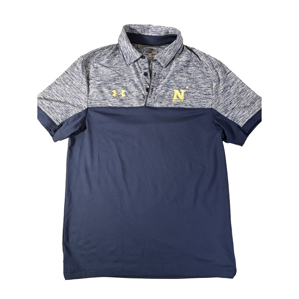 NWOT Men's Under Armour Navy Midshipman Playoff Chest Stripe Performance Polo